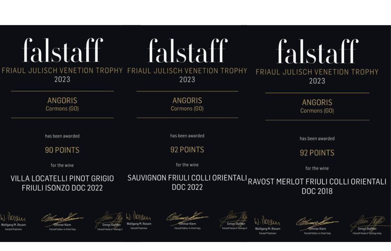 Falstaff tre vini della Tenuta di Angoris